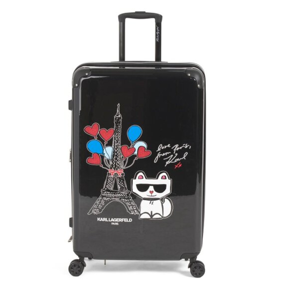 KARL LAGERFELD Black 28in Up In Paris Hardside Spinner - Picture 1 of 2
